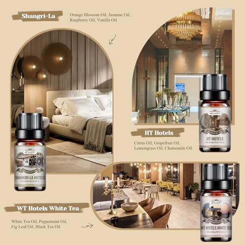 Hotel Diffuser Oils Gift Set - 6x10ML Luxury Fragrance Oil - Product Imagery