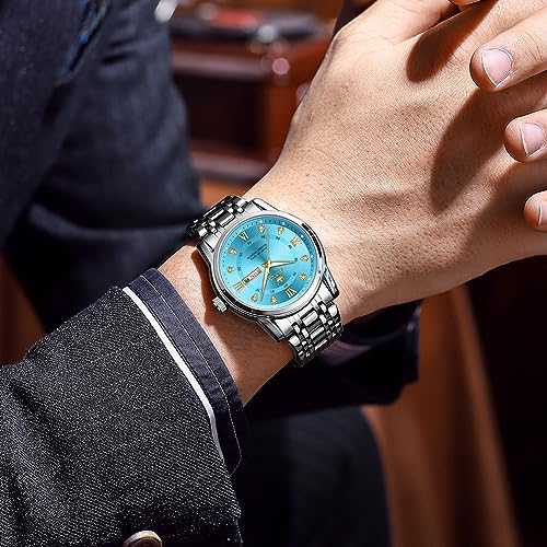 OLEVS Watch for Men Skeleton Business Dress Stainless Steel - Product Imagery