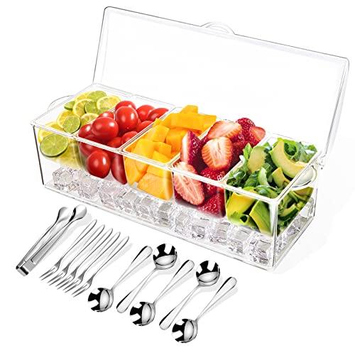 Condiment Tray with Stainless Steel Tableware, Chilled Condiment - Product Imagery