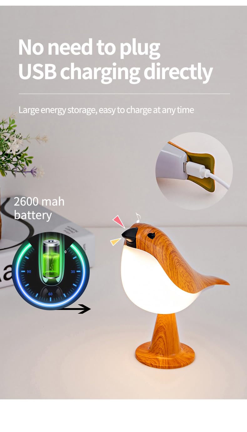 Xhope4u Bird Table Lamp with Remote & Touch Control | 3 Color Temperat - View 4