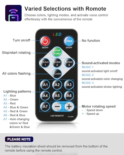 Sound Activated Party Lights with Remote DJ Lighting, Disco Ball - Product Imagery