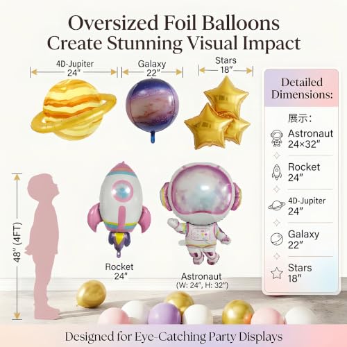 108PCS Pink Space Balloon Arch Kit for Girls – Dreamy Astronaut - Product Imagery
