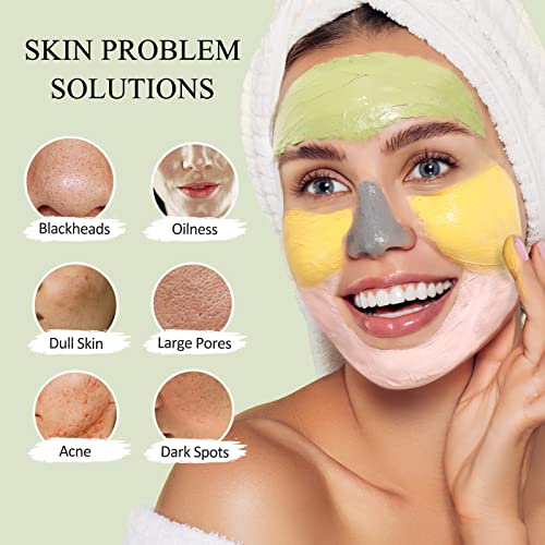 SHVYOG 4Pcs Face Mask Set - Turmeric Clay Mask, Vitamin C, Green - Product Imagery
