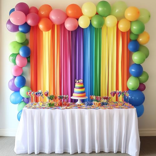 8 Crepe Paper Streamers, 656ft Pack of Rainbow Streamers Party - Product Imagery