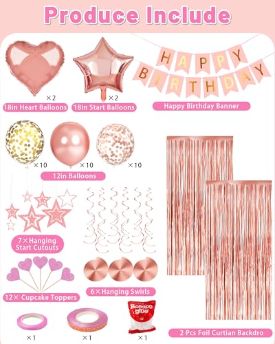 Happy Birthday Party Decorations with Banner Balloons for Women - Product Imagery