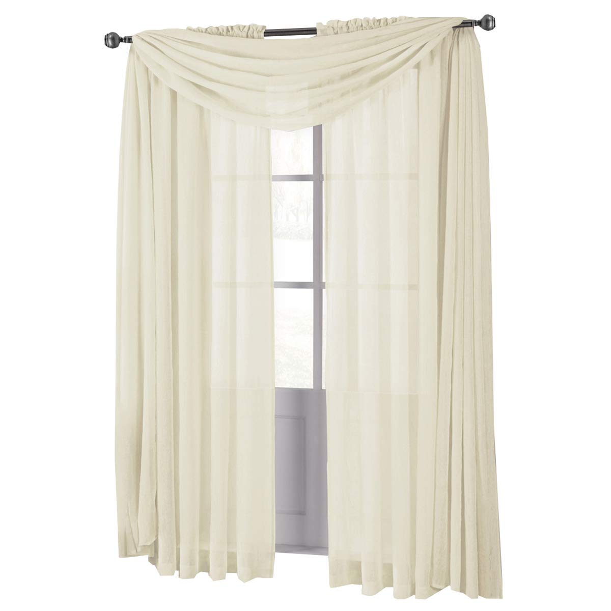 Royal Hotel Luxury Abri Top Rod Pocket, Crushed Sheer Curtains, - Product Imagery