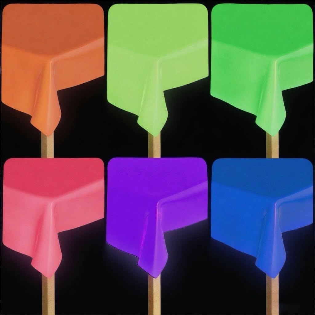 Glow in The Dark Party Supplies，6Packs Glow Party Table Covers - Product Imagery