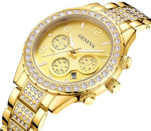 MASTOP Unisex Luxury Crystal Diamond Watches Silver Gold Fashion - Product Imagery