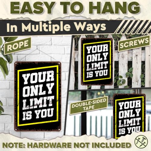 8x12 Inch Aluminum Motivational Wall Art Sign, Vintage - Product Imagery
