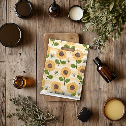 Sunflower & Bumble Bees Style with Die-Cut Handles, 9"x12" Pack - Product Imagery