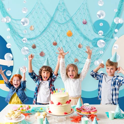 Fishing Net and White Bubble Garlands for Under the Sea Party - Product Imagery