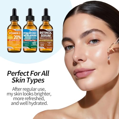 3 Pack Face Serum Skin Care Set-Includes Vitamin C, Hyaluronic - Product Imagery