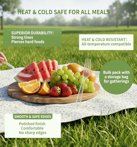 390 Count Heavy Duty Disposable Clear Plastic Cutlery Set, Bulk - Product Imagery