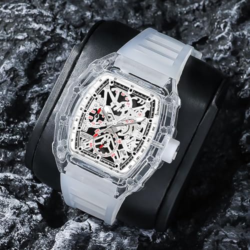 BESTKANG Fashion Hollowed Men Watches Transparent Tonneau Analog - Product Imagery