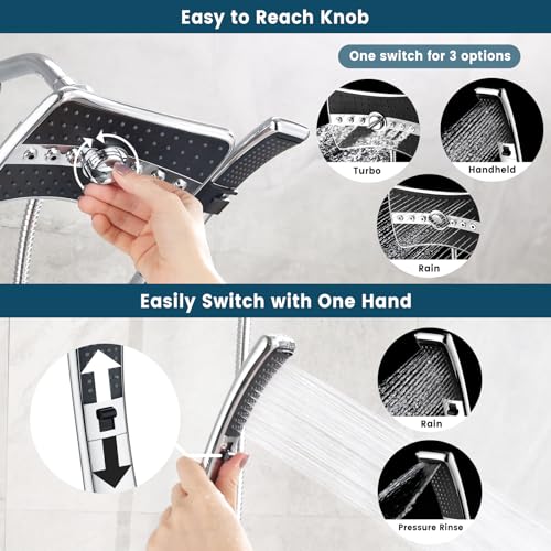 BRIGHT SHOWERS High Pressure Dual Shower Head Combo, Handheld - Product Imagery