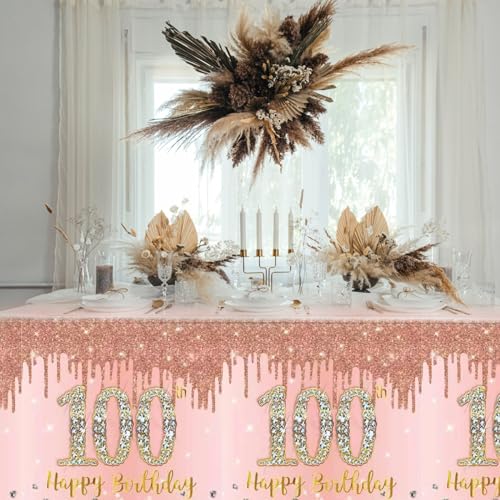 3 Pack 100th Birthday Decorations Rose Gold 100 Years Old - Product Imagery