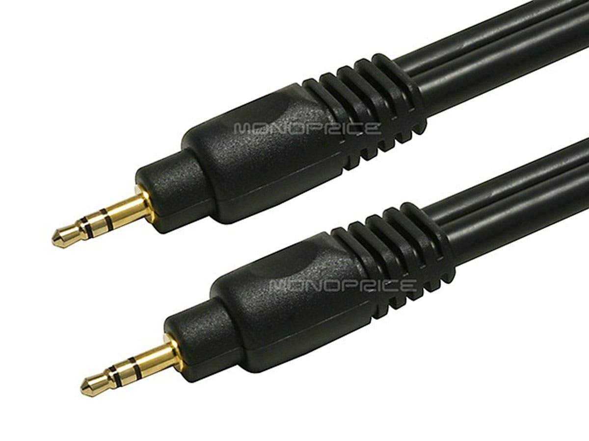 Monoprice Audio Cable - 6 Feet - Black | Premium 3.5mm Stereo Mal by Monoprice - Angle View 3
