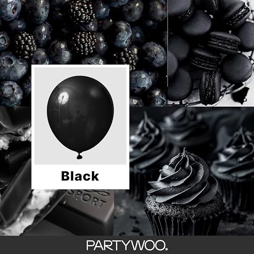 PartyWoo Black Balloons 140pcs Different Sizes of 18 12 10 5 Inch - Product Imagery