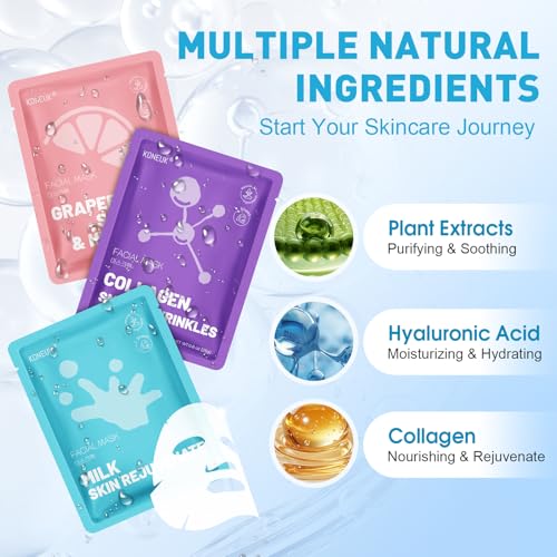 10 Pack Hydrating Face Masks Skincare for Women, Facial Mask for - Product Imagery