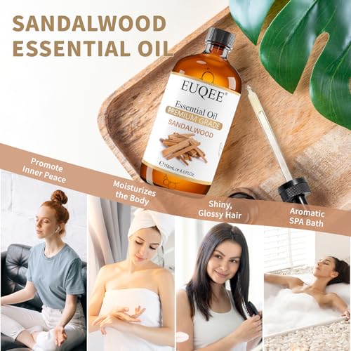 EUQEE Sandalwood Essential Oil for Skin Care, Perfume (4 oz/118 - Product Imagery