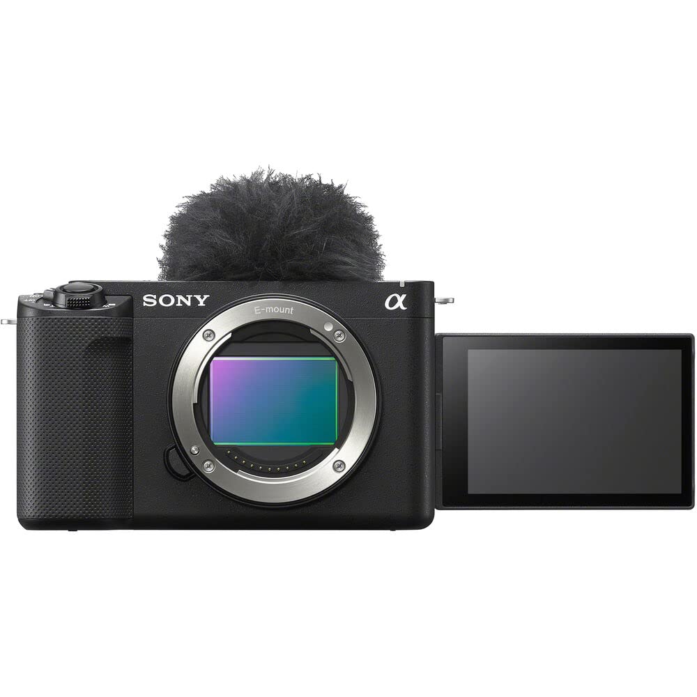 Sony Alpha ZV-E1 Full-Frame Vlog Mirrorless Lens Camera (Black) (ILCZVE1/B) + Case + 64GB Card + Card Reader + Flex Tripod + Memory Wallet + Cleaning Kit (Renewed)