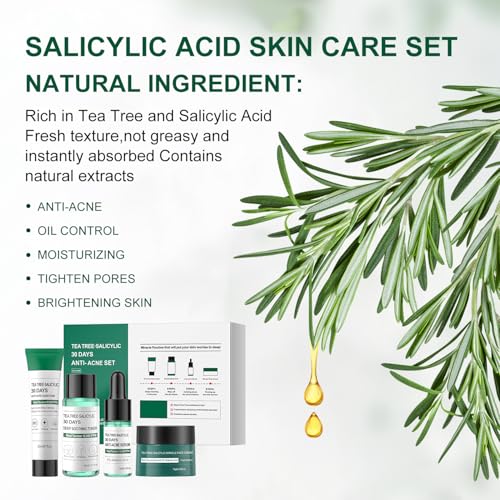 Tea Tree Salicylic Acid Facial Skin Care Set, Acne Treatment - Product Imagery