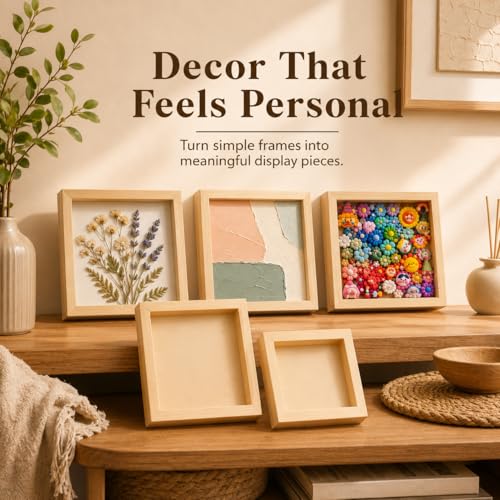 16 Pcs Wood Canvas, 5.9 x 5.9 in Wood Panels, Natural Wood - Product Imagery