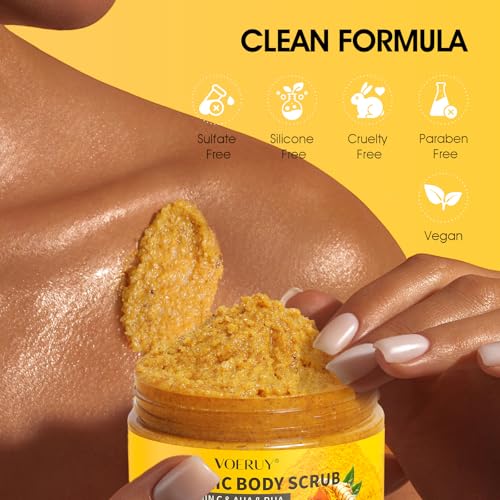 Turmeric Body Scrub, 10% AHA/BHA & Vitamin C Exfoliating Body - Product Imagery