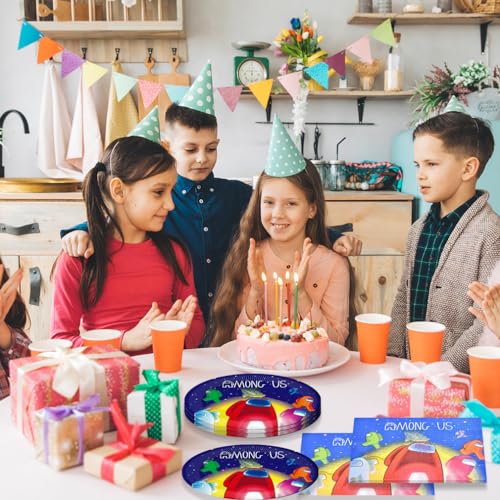 40Pck Among Game Party Supplies include 20 plates, 20 napkins - Product Imagery