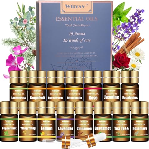 Essential Oils Set - Top 15 Scents for Diffuser, Humidifier, - Product Imagery