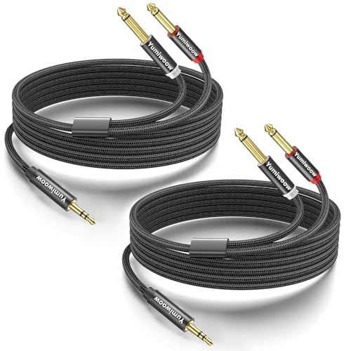 Yumiwoow 2pack 3.3Ft 3.5mm TRS to Dual 6.35mm Stereo Cable 1/8 TR by Yumiwoow - Angle View 1