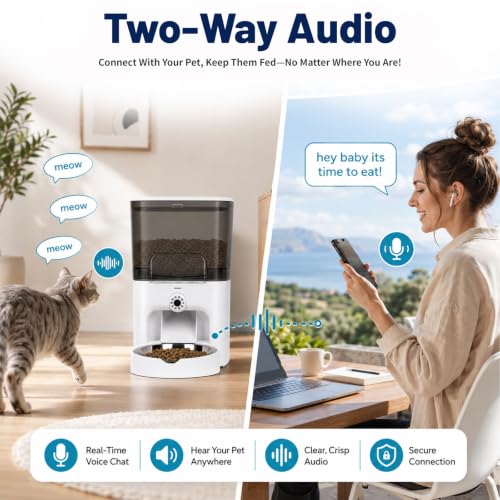 Automatic Cat Feeder with Camera, 2K HD & Night Vision, 5G/2.4G - Product Imagery