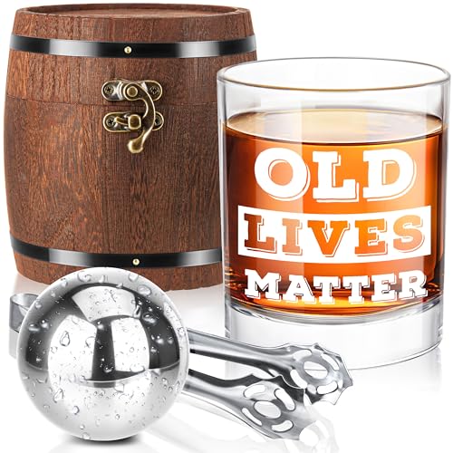 LIGHTEN LIFE Old Lives Matter Whiskey Glass Set 12 oz, Bourbon - Product Imagery
