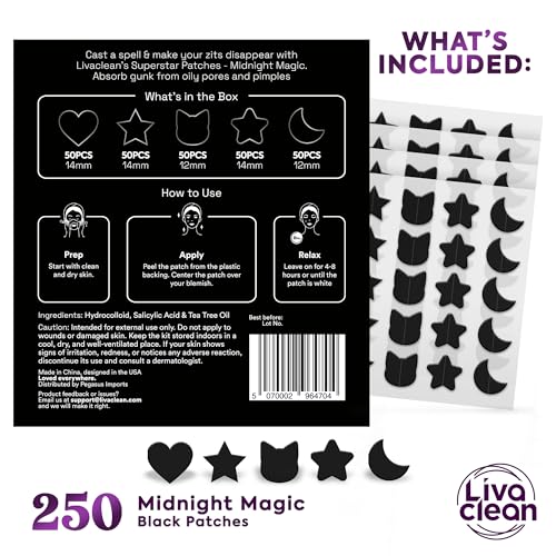 Livaclean 250CT Black Star Pimple Patches for Face - Hello Kitty - Product Imagery