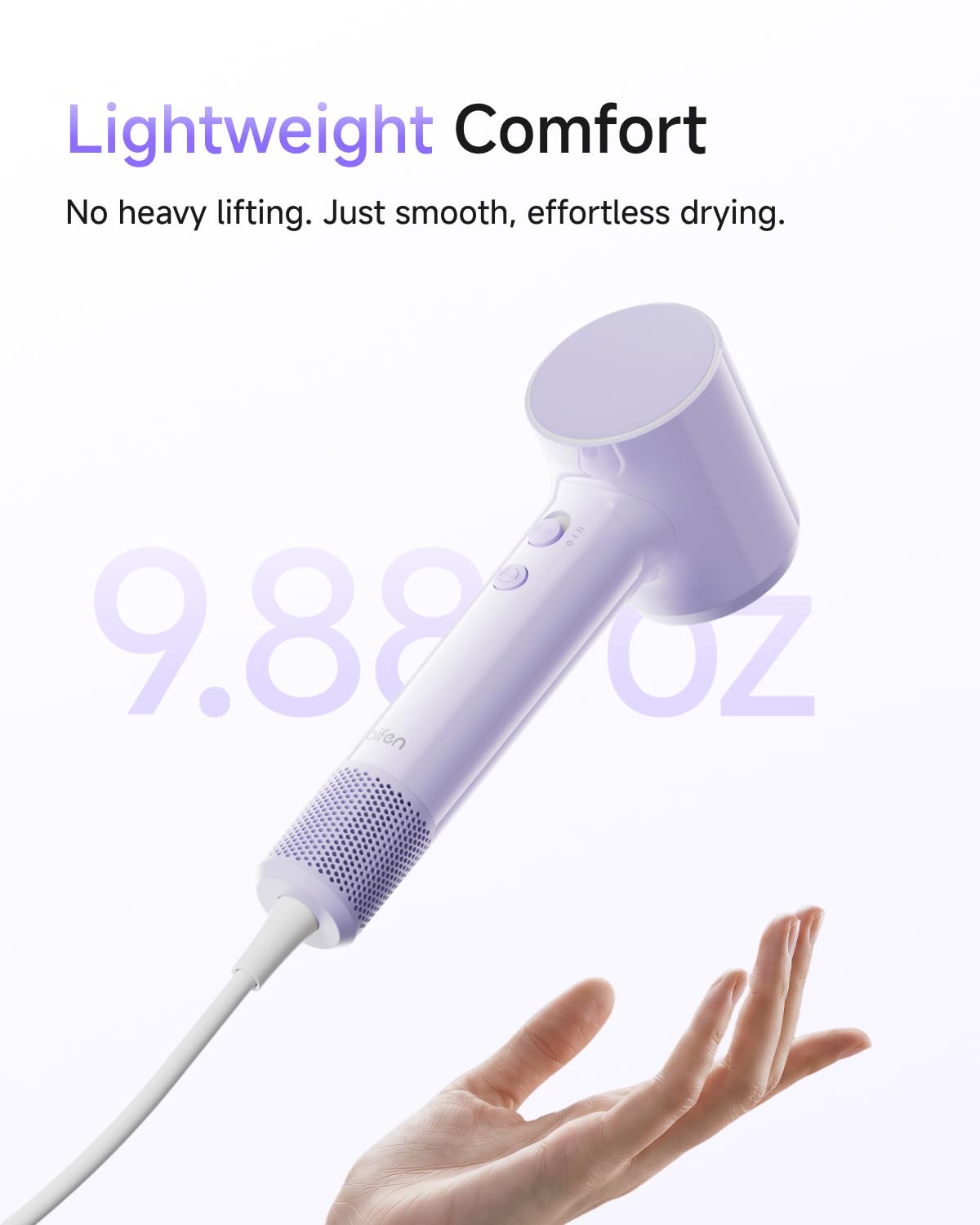 Laifen Air Ionic Hair Dryer, Palm-Sized, Fast Dry, Purple