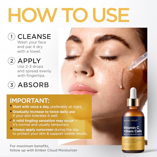 Vitamin C Serum for Face with Stem Cells & Hyaluronic Acid 1 Oz - Product Imagery