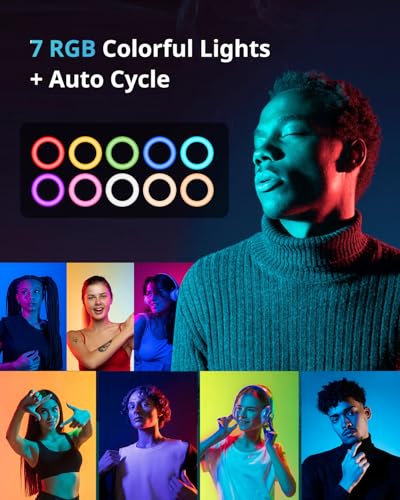 UBeesize 12'' LED RGB Ring Light with 62'' Tripod Stand, Selfie - Product Imagery