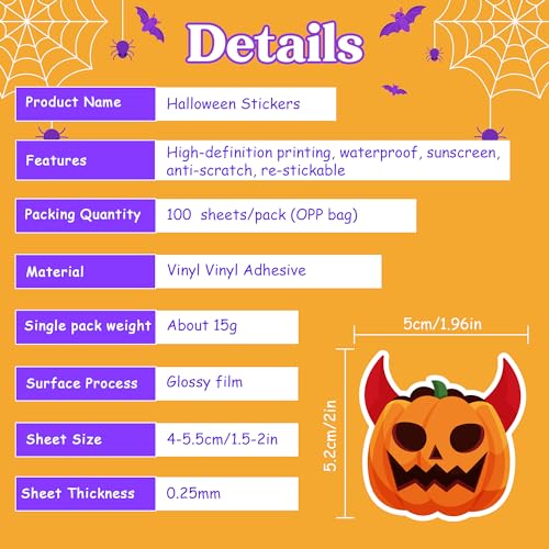 Halloween Stickers | 100 PCS Halloween Party Favors - Halloween - Product Imagery