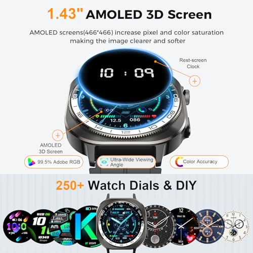Smart Watch, 2026 AMOLED 1.43" Fitness Smartwatch for Men Women, - Product Imagery