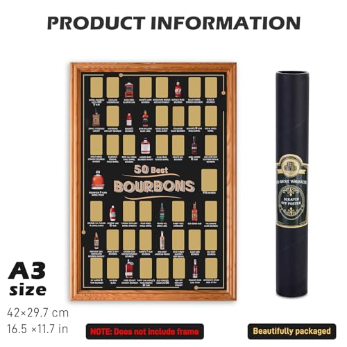EIHFHIE Top 50 Bourbon Bucket List Scratch Off Poster (12x18 In) - Product Imagery