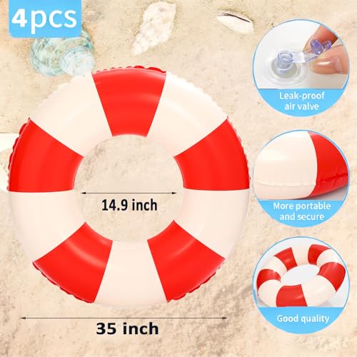 4 PCS Striped Inflatable Pool Floats for Swimming Pool Party - Product Imagery