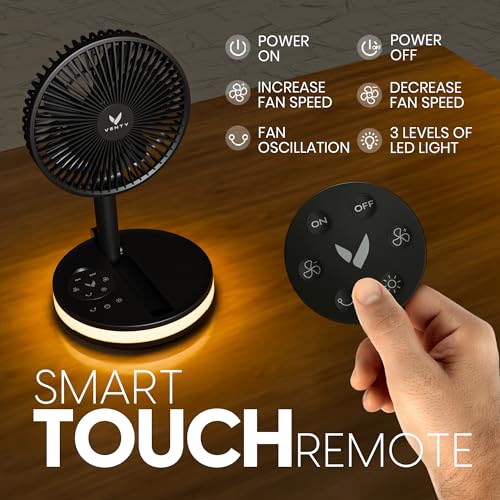 VENTY Portable Fan - Wireless Battery Operated Fan - 4 Speeds - - Product Imagery