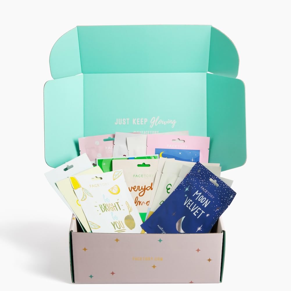 FACETORY Korean Face Mask Gift Set in Stylish Box, 15 Count - FACETORY