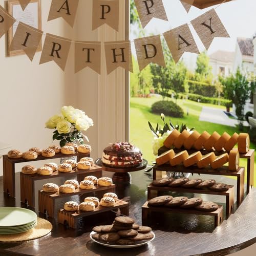 2 Set Wooden Tiered Risers Display Stands for Vendor - Product Imagery