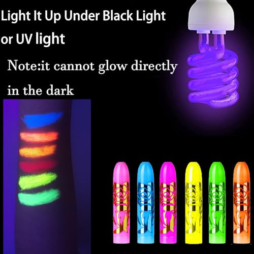 12 PCS Glow Face Body Paint, Glow In The Dark Under UV Black - Product Imagery