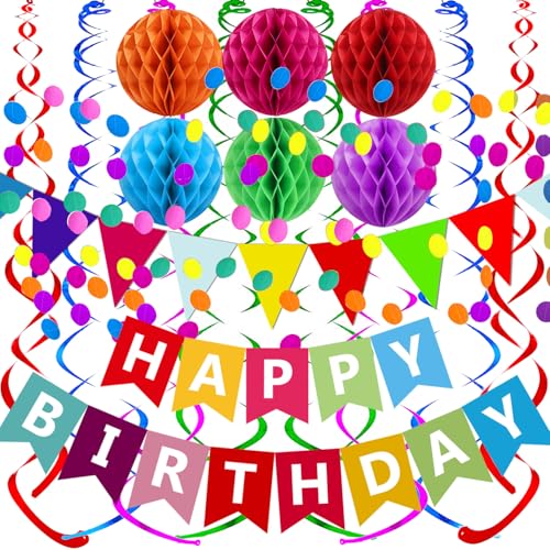 Happy Birthday Banner With Colorful Paper Flag Bunting Paper - Product Imagery