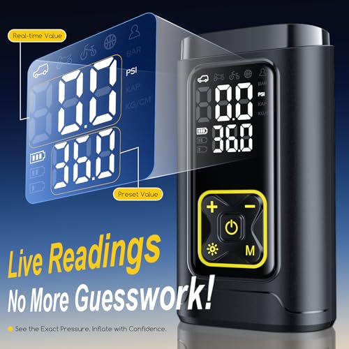 Portable Tire Inflator Air Compressor, 150PSI Cordless Digital Ti - View 9
