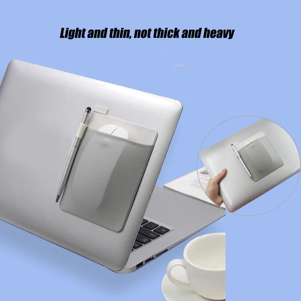 RIVEENY Pocket Pouch for Laptop with Reusable Adhesive,Pouch Holder for Computer Accessories,Self-Adhesive Mouse Headset Storage Bag for Portable External USB Cable,Apple Magic Mouse