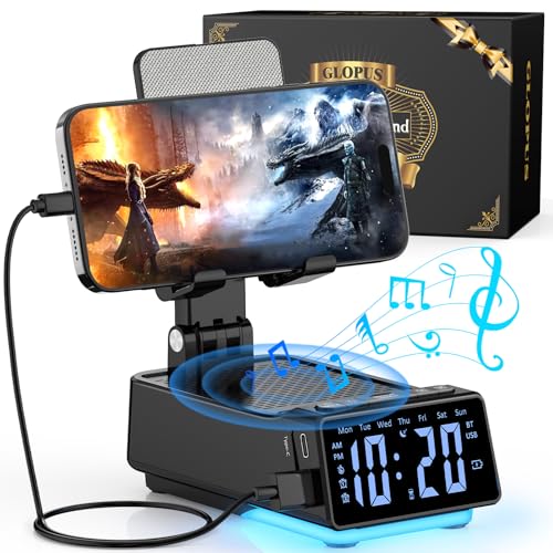 Cell Phone Stand with Wireless Bluetooth Speaker, HD Stereo - Product Imagery