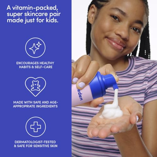 Evereden Kids Multi-Vitamin Face Wash & Cream Set, Vegan, Peach, - Product Imagery